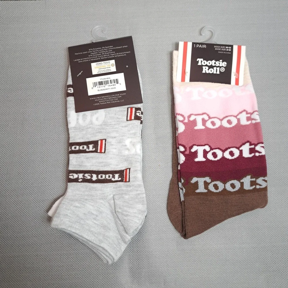 2-Pairs Tootsie Roll Low-Cut Socks Sock Size 10-13/Shoe Size 6-12 Multicolor‎